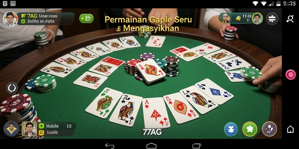 Tampilan gameplay seru permainan Gaple 77AG.