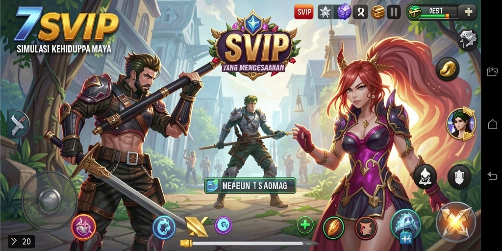 Tampilan gameplay yang menarik dari 7SVIP dengan berbagai karakter dan lingkungan.