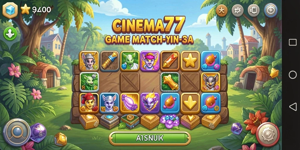 Tangkapan layar CINEMA77 dengan gameplay seru Match-3.