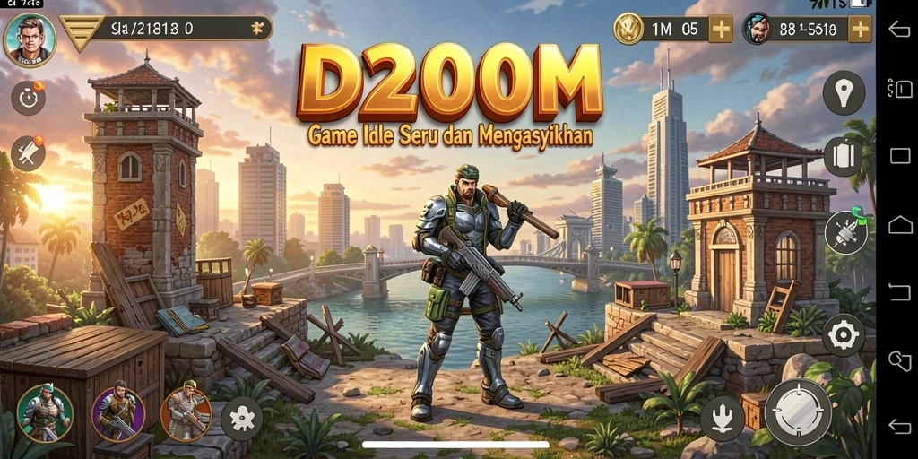 Tampilan gameplay D200M yang menghibur dan penuh warna.