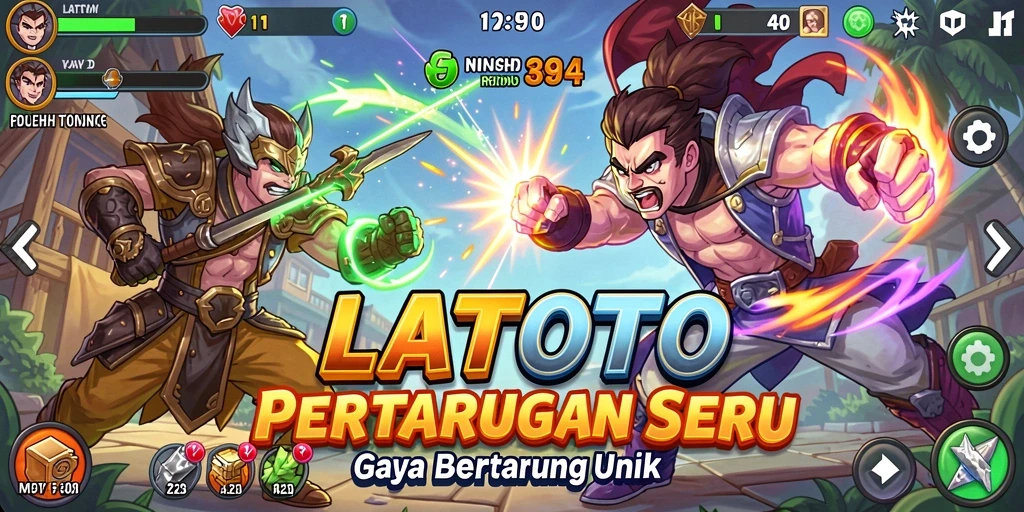 Tampilan aksi dari LATOTO dengan pertarungan yang dinamis dan karakter beragam.