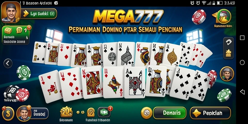 Screenshot utama MEGA777 menampilkan gameplay seru domino.