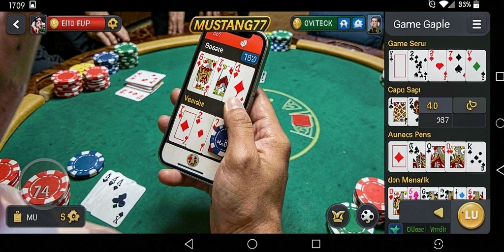 Tampilan gameplay Gaple yang menarik di MUSTANG77.