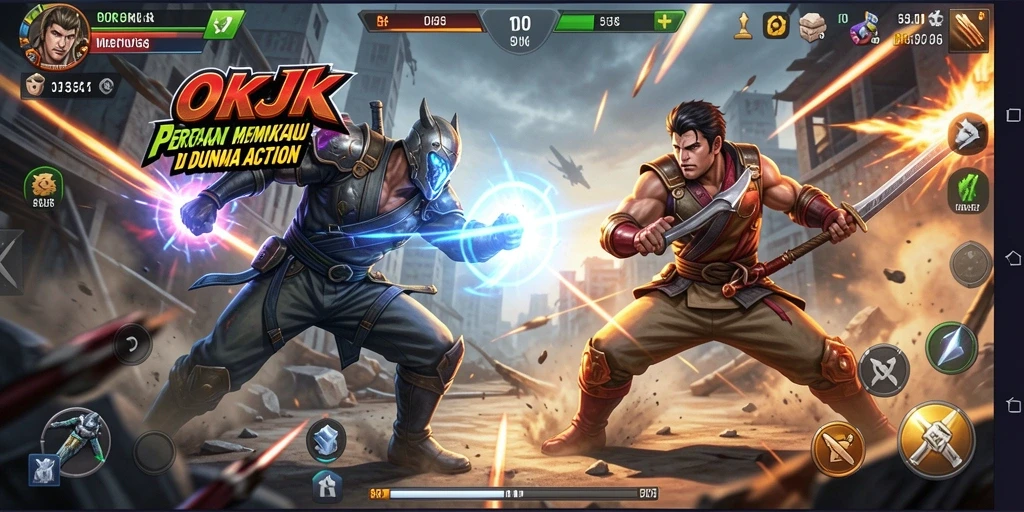 Tampilan gameplay seru di OKJK dengan aksi bertarung yang mendebarkan.