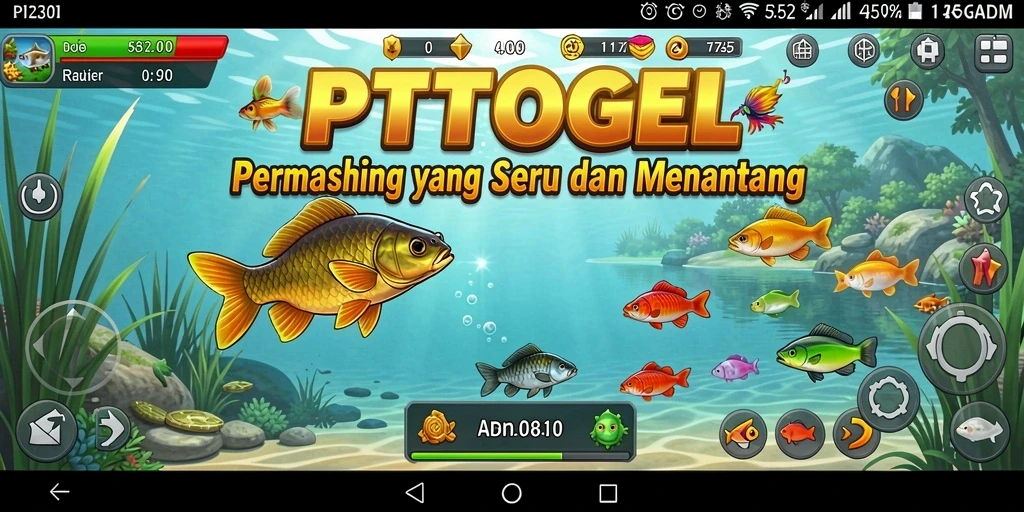 Screenshot gameplay menampilkan momen menangkap ikan yang mendebarkan.
