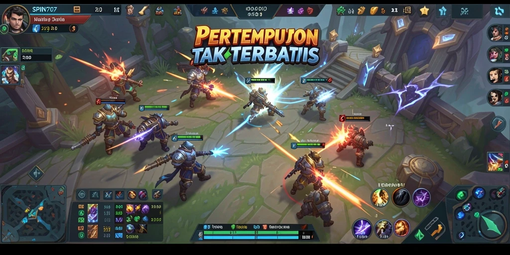 Tampilan pertempuran epik dalam gameplay SPIN707.