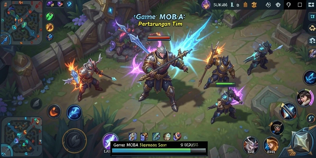 Tangkapan layar utama gameplay SUKA86 menampilkan aksi pertarungan tim yang seru.