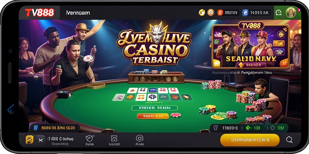 Tampilan gameplay TV888 yang nyata dan mendebarkan saat bermain Live Casino.